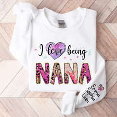 Lofaris I Love Being Nana Pink Leopard Custom Sweatshirt