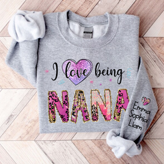 Lofaris I Love Being Nana Pink Leopard Custom Sweatshirt