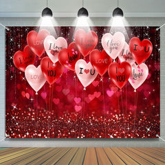 Lofaris I Love You Heart Balloon Sparkling Bokeh Backdrop