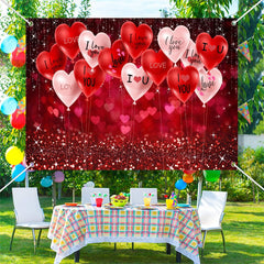 Lofaris I Love You Heart Balloon Sparkling Bokeh Backdrop