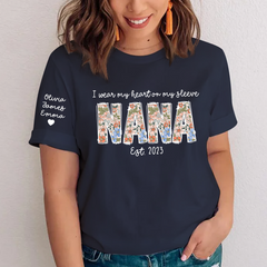 Lofaris I Wear My Heart On Sleeve Nana Mothers Day T-Shirt