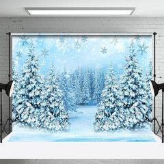 Lofaris Ice And Snow Pine Forest Snowflake Winter Backdrop