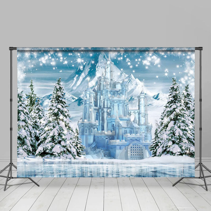 Lofaris Ice Castle Snowy Mountain Pine Tree Winter Backdrop