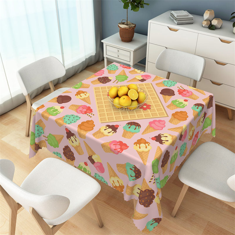 Lofaris Ice Cream Chocolate Cake Dessert Square Tablecloth