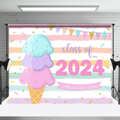 Lofaris Ice Cream Cute 2024 Childern Graduation Backdrop