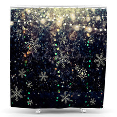 Lofaris Ice Crystals Bokeh Black Christmas Shower Curtain