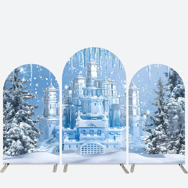 Lofaris Ice Fairy Palace Snow Forest Winter Arch Backdrop Kit