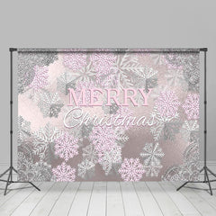 Lofaris Ice Surface Pink Sliver Snowflake Christmas Backdrop