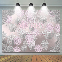 Lofaris Ice Surface Pink Sliver Snowflake Christmas Backdrop