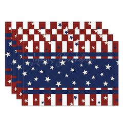 Lofaris Independence Day Blue Red Stripe Set Of 4 Placemats