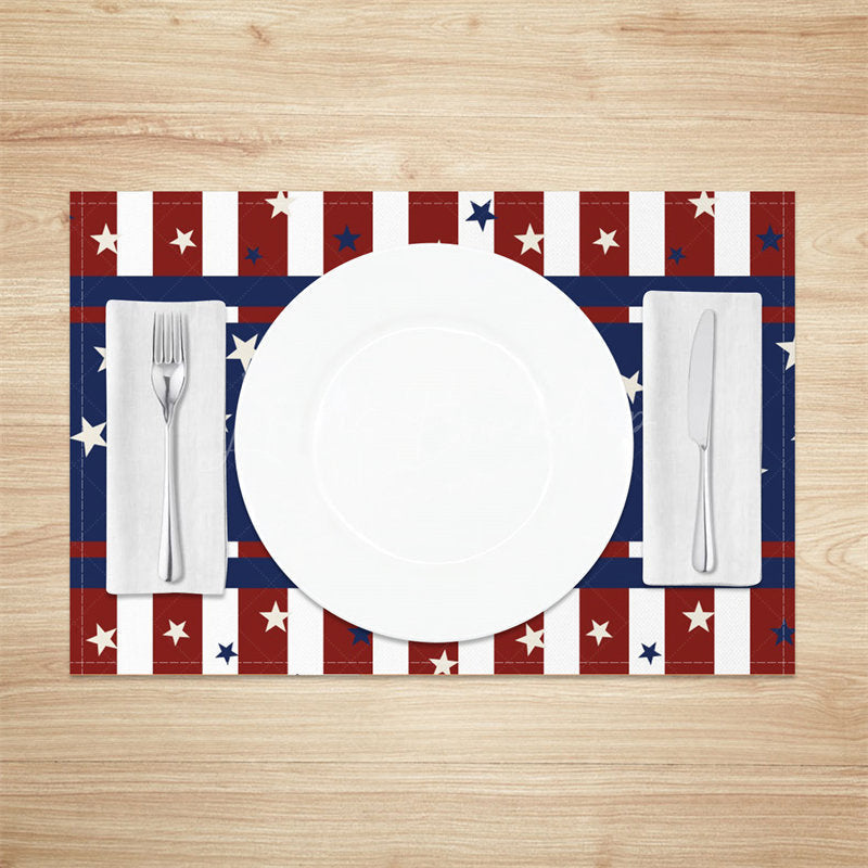 Lofaris Independence Day Blue Red Stripe Set Of 4 Placemats