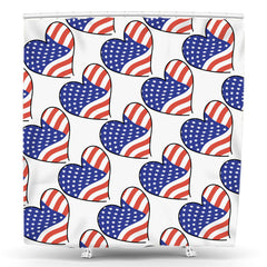 Lofaris Independence Day Heart American Flag Shower Curtain