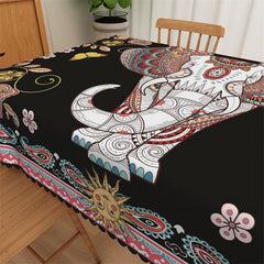 Lofaris Indian Culture Floral Pattern Elephant Tablecloth