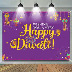 Lofaris Indian Deepavali Lights Purple Happy Diwali Backdrop