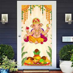 Lofaris Indian Greeny Ganesha Murti Pooja Festival Door Cover