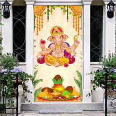 Lofaris Indian Greeny Ganesha Murti Pooja Festival Door Cover