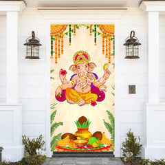 Lofaris Indian Greeny Ganesha Murti Pooja Festival Door Cover