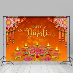 Lofaris Indian Happy Diwali Candle Lights Floral Backdrop