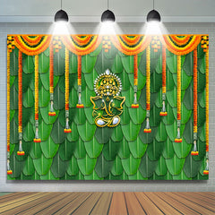 Lofaris Indian Traditional Green Banana Leaf Party Backdrop