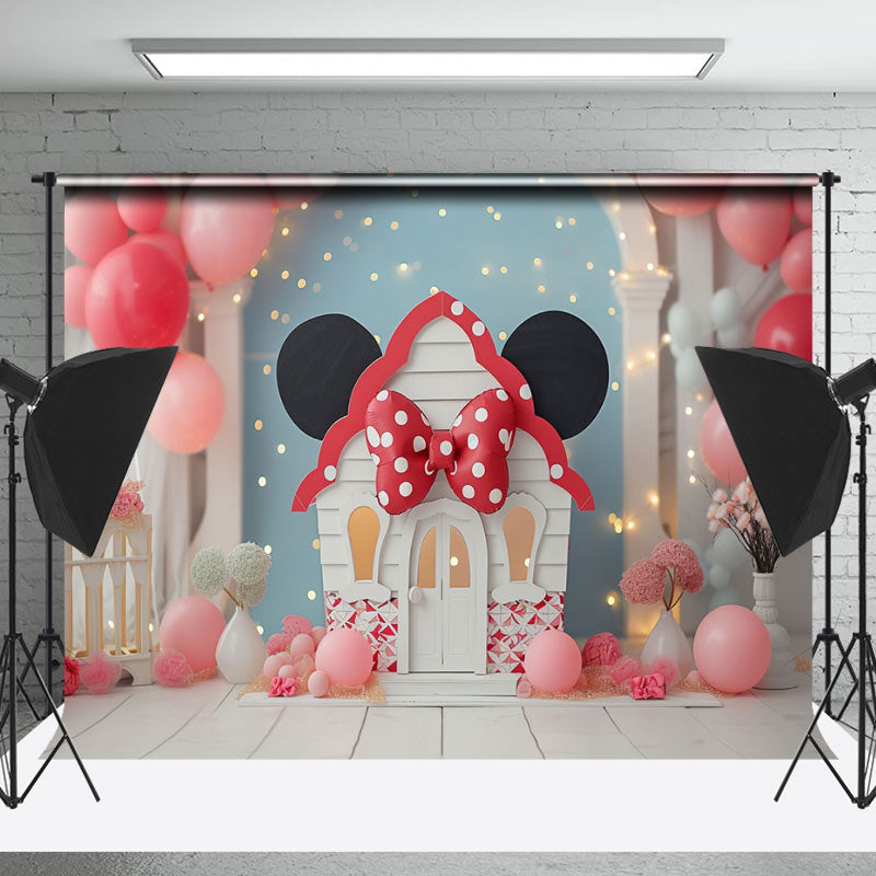 Lofaris Indoor Blue White Wall Mouse Ears Cake Smash Backdrop