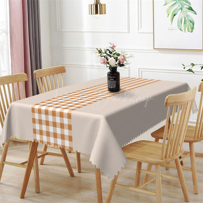 Lofaris Indoor Checkered Bright Gray Rectangle Tablecloth