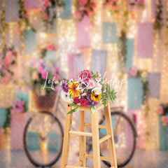 Lofaris Indoor Light Sparkle Bike Floral Cake Smash Backdrop