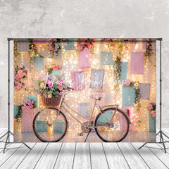 Lofaris Indoor Light Sparkle Bike Floral Cake Smash Backdrop