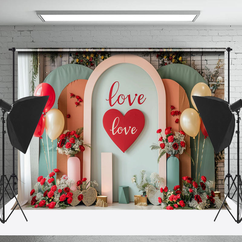 Lofaris Indoor Modern Balloons Floral Love Wedding Backdrop