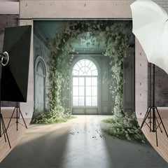 Lofaris Indoor Room Arch White Floral Window Photo Backdrop