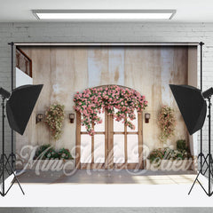 Lofaris Indoor Sunshine Floral Wood Door Retro Wall Backdrop