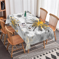 Lofaris Ink Flower Pattern Rectangle Tablecloth