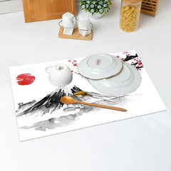 Lofaris Ink Painting Mount Fuji Cherry Set Of 4 Placemats