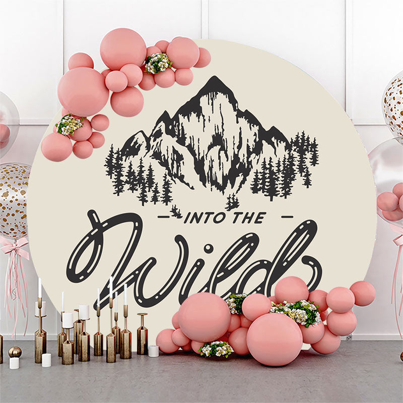 Lofaris Into The Wild Forest Mountain Round Birthday Backdrop