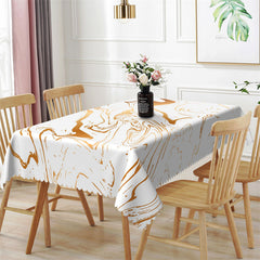 Lofaris Irregular Artistic Brown Lines Rectangle Tablecloth