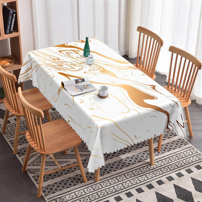 Lofaris Irregular Artistic Brown Lines Rectangle Tablecloth