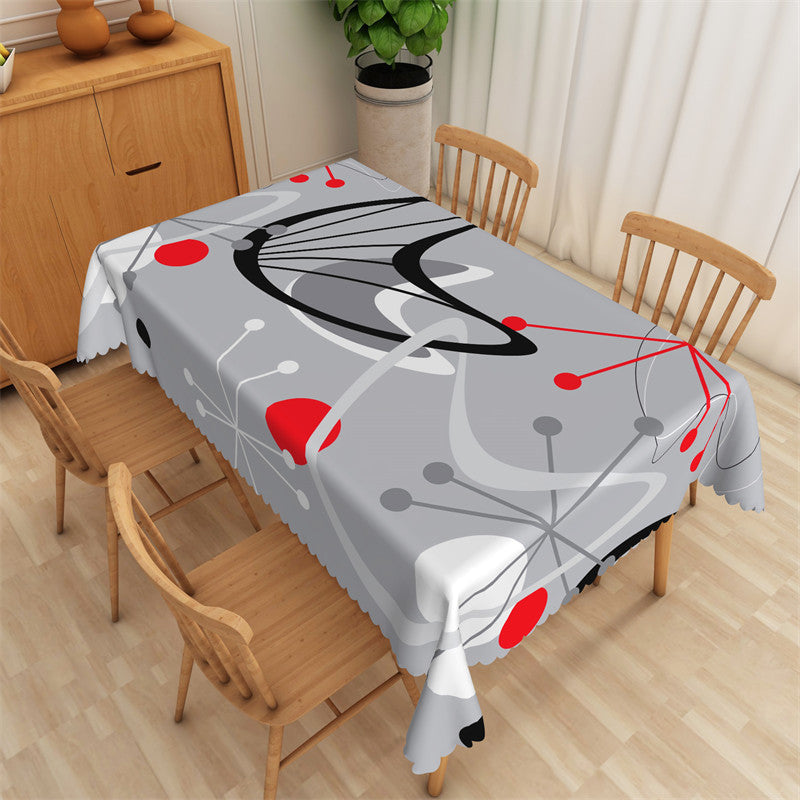 Lofaris Irregular Lines Gray Modern Rectangle Tablecloth