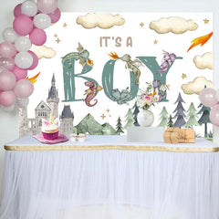 Lofaris Its A Boy Castle Forest Magic Baby Shower Backdrop