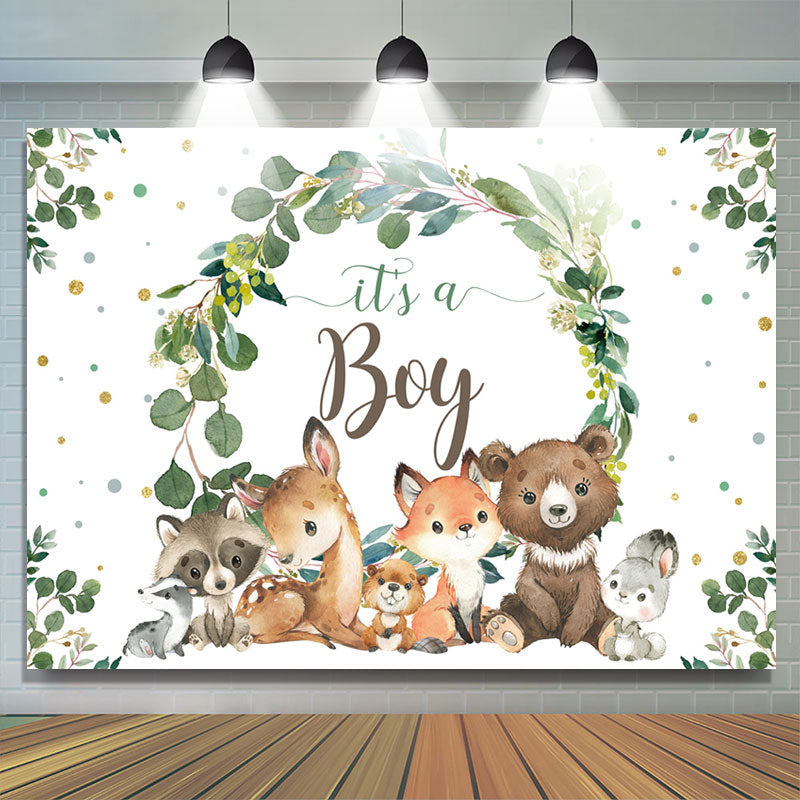 Lofaris Its A Boy Safari Plants Animals Baby Shower Backdrop