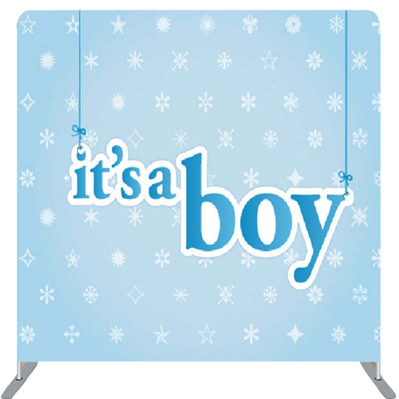 Lofaris Its A Boy Stars Pattern Blue Baby Shower Backdrop