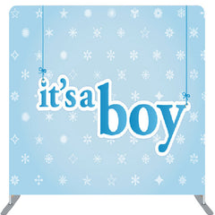 Lofaris Its A Boy Stars Pattern Blue Baby Shower Backdrop