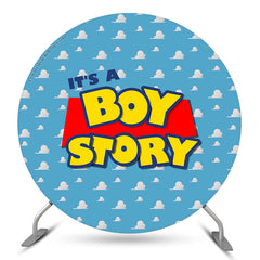 Lofaris Its A Boy Story Blue Circle Baby Shower Backdrop