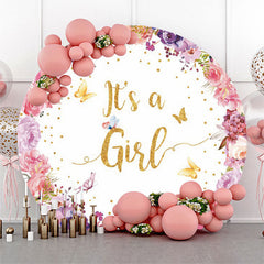 Lofaris Its A Girl Butterflies Floral Baby Shower Backdrop