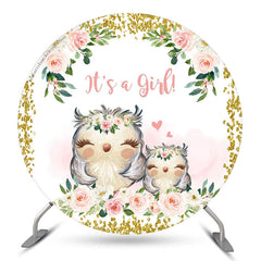 Lofaris Its A Girl Owl Floral Circle Baby Shower Backdrop