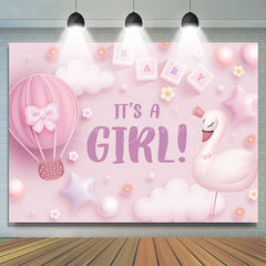 Lofaris Its A Girl Pink Cloud Swan Gender Reveal Backdrop