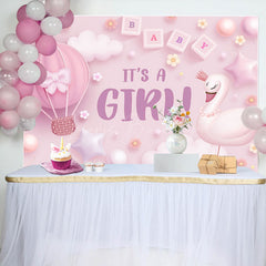 Lofaris Its A Girl Pink Cloud Swan Gender Reveal Backdrop