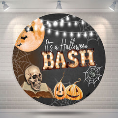 Lofaris Its A Halloween Bash Pumpkin Bone Web Round Backdrop