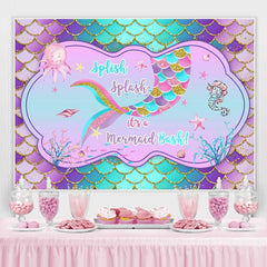 Lofaris Spish Its A Mermaid Bash Glitter Baby Shower Backdrop