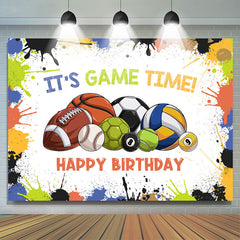 Lofaris Its Game Time Balls Sport Boy Birthday Backdrop