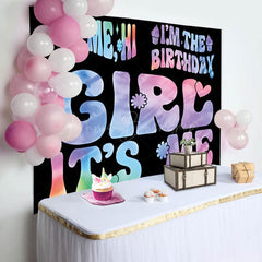 Lofaris Its Me Girl Floral Gradient Black Birthday Backdrop