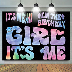 Lofaris Its Me Girl Floral Gradient Black Birthday Backdrop